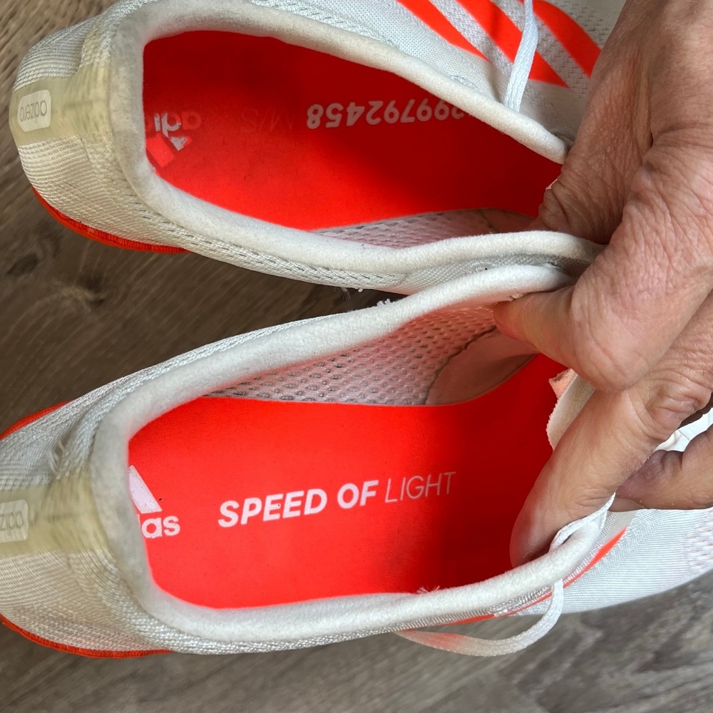 Adidas Adizero Avanti Track Spikes White Orange Mens 13 UK 12.5 FR 48 - Picture 6 of 8